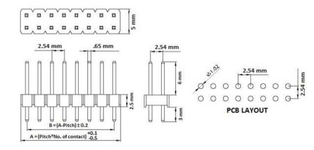 2.54mm 2×40 Pin Header Male Double Row Straight Long Header Strip 11.5mm