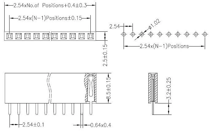 2.54mm 1×40 Pin Header Female Single Row Header Strip 1 2.54mm 1×40 Pin Header Female Single Row Header Strip