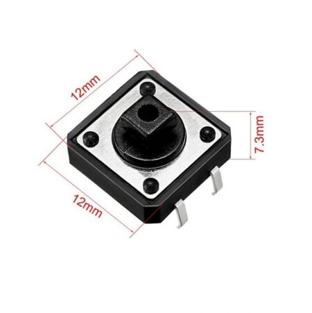 12x12x7.3mm 4 Pin Tactile Push Button Switch – Through-Hole Momentary Square Key