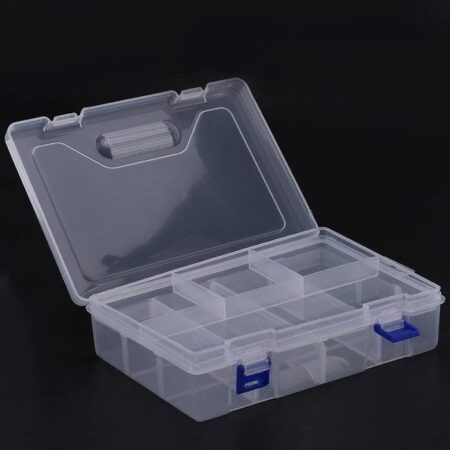 Component Storage Double Layer Box 8 Grids Clear White 230x160x60mm