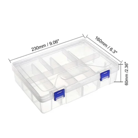 Component Storage Double Layer Box 8 Grids Clear White 230x160x60mm