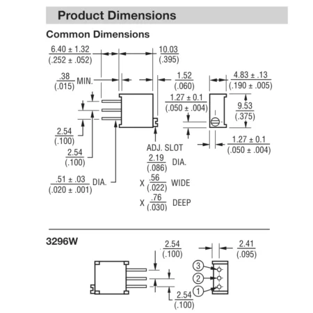 3296W 100 Ohm Trimpot Trimmer Potentiometer 101 0.5W