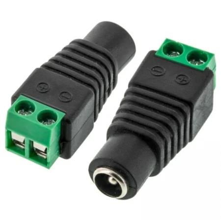 DC 5.5x2.1mm Female Power Jack to 2-Pin Screw Terminal Adapter for CCTV Camera & Power Wiring (1pcs)