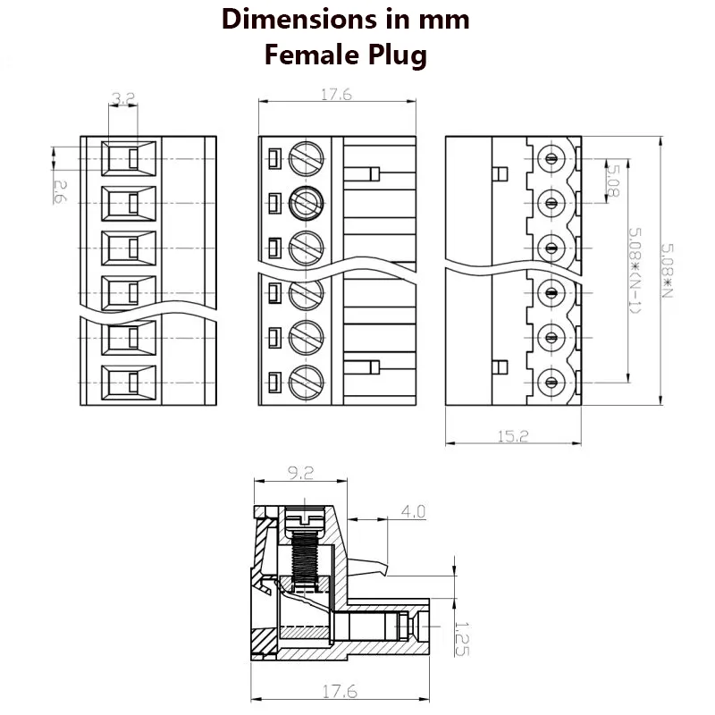 Pluggable Terminal Block 2 Pin KF2EDGR-5.08-2P Right Angle 5.08mm (Rozetta Plug-in) 1 S5s