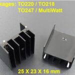 Aluminum Heatsink Heat Sink L 25 x W 23 x D 16 mm Black For TO-220 / TO218 / To247