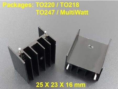 Aluminum Heatsink Heat Sink L 25 x W 23 x D 16 mm Black For TO-220 / TO218 / To247