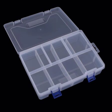 Component Storage Double Layer Box 8 Grids Clear White 230x160x60mm