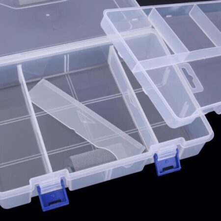 Component Storage Double Layer Box 8 Grids Clear White 230x160x60mm