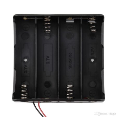 18650 Battery Case Holder 4 cells Black Plastic Storage Box Case Holder for Battery 4 x 18650 Cell Box, without Cover