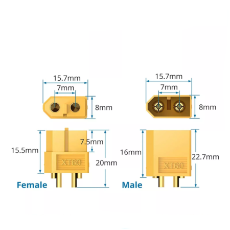 Nylon XT60 Connectors Male/Female Pair