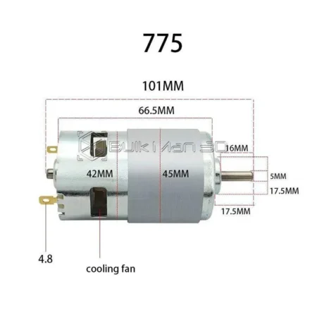 775 Motor 12V 12000 RPM/MIN High Speed High Torque DC Motor Dual Shaft