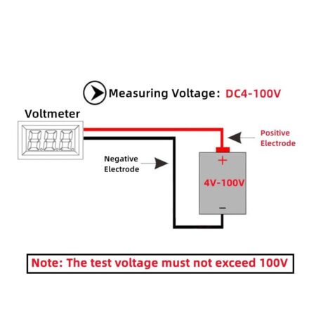 Two-wire DC 4V to 100V Digital Voltmeter (Red) Round