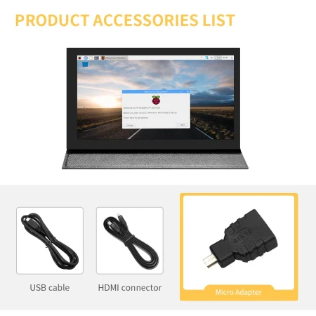 Raspberry Pi Screen 7 inch HDMI Touch Screen LCD 1024×600 with Portable Case