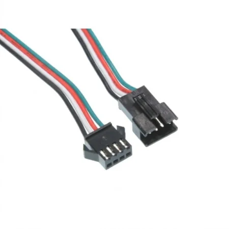 4 Pin JST SM Male & Female Connector Pair with 20cm Cable – 2.54mm LED Wire Plug