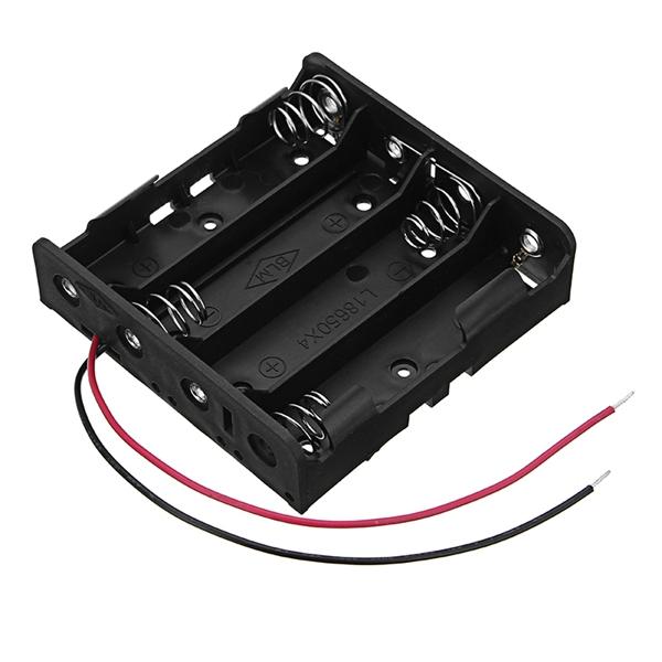 18650 3.7V 4 Battery Holder Hard Plastic Case With Wire