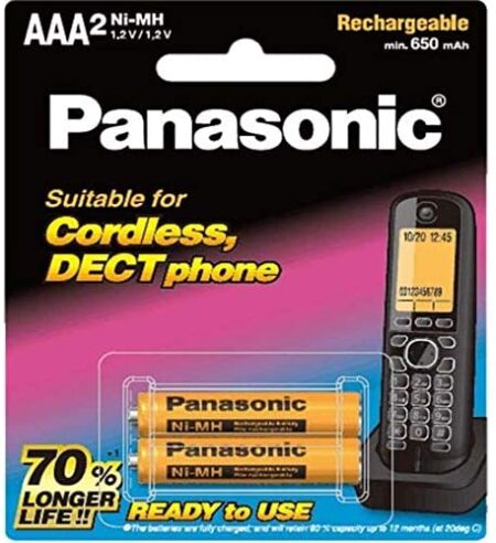 Panasonic 1.2v AAA 650mAh ni-mh Rechargeable Battery (Pack of 2)