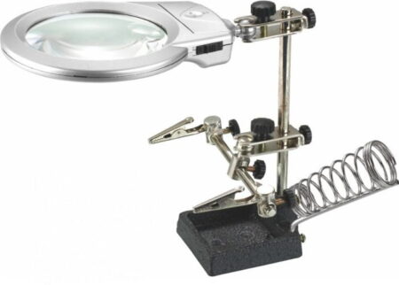 Magnifier Soldering Stand With Two LED Lighting MG16129-A 90mm 6X
