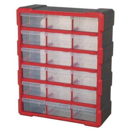 Organizer Drawers Clear Plastic Box 18 Drawers 48.5 x 38.5 x 16 cm