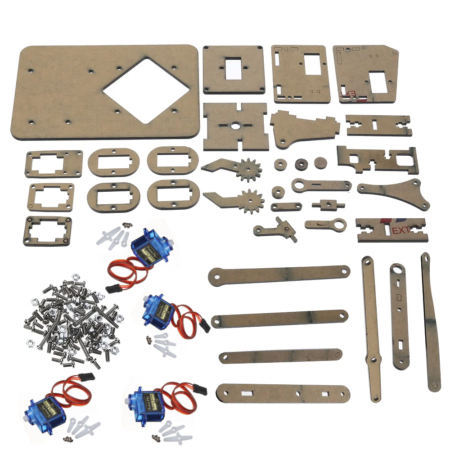 DIY Acrylic 4DOF Robot Arm Kit with 4× SG90 180° Servo Motors – Transparent / Black