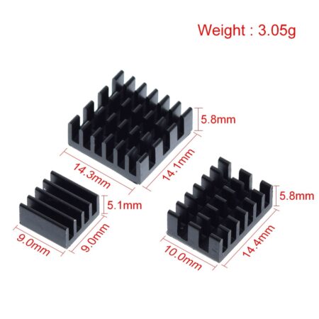 Heat Sink Set for Raspberry Pi 4B Board Black 3 PCS