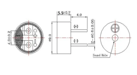 Passive Buzzer R/TMB09HC 9055 3V 42Ω 2.7 khz Diameter 9*5.5mm