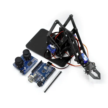 DIY Acrylic Robot Arm Manipulator Mechanical Arm Kit (including 4 Servo sg90 and arduino uno and joystic shield )