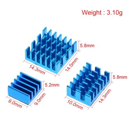 Heat Sink Set for Raspberry Pi 4B Board Blue 3 PCS