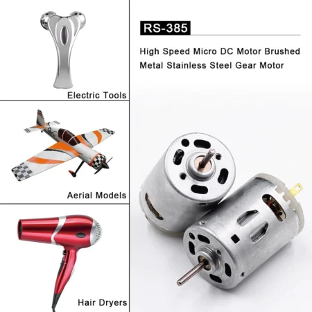 RS-385 DC12V 10000RPM/MIN Mini Brush DC Motor (Diameter 27.6MM)