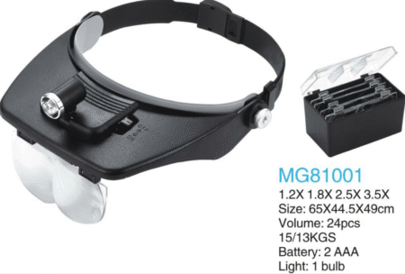 Headwear LED Magnifying Loupe Glass MG81001-A with Interchangeable Lenses