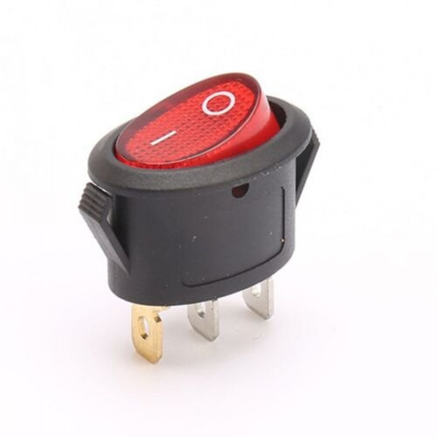 Mini ON-OFF Oval Red Rocker Switch 3 Pin KCD1 Power Button Switch