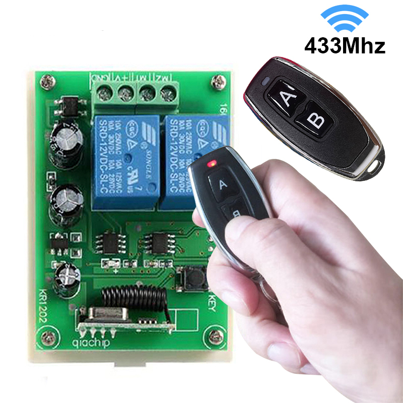 433MHz 12V 2 Channel Relay Module Wireless with RF Remote Control Switch with Battery