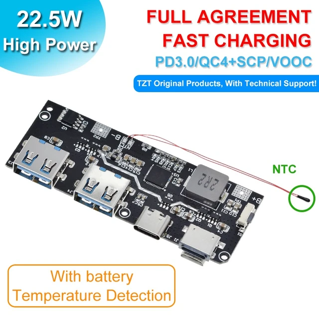 Power Bank Module LED Dual USB 5V 4.5A 22.5W Micro/Type-C USB Mobile 18650 Charging Module Temperature / Circuit Protection