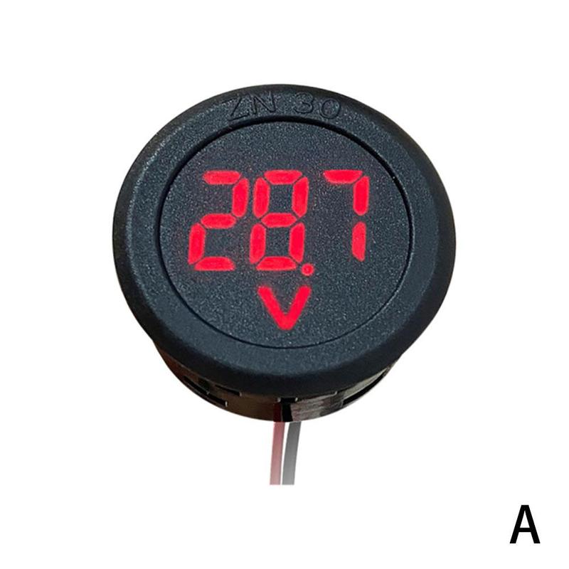 Two-wire DC 4V to 100V Digital Voltmeter (Red) Round