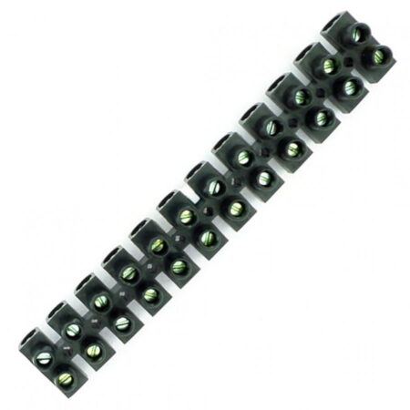12 WAY 10A 250V 10mm ELECTRICAL WIRE SCREW BLACK TERMINAL BLOCK