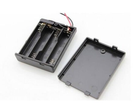 Black Plastic Storage Box Case Holder For Battery 4 X AAA Cell Box with On/Off Switch