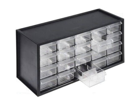 Organizer Drawers Clear Plastic 20 Drawers A9-520 Black (378 W x 154 D x 192 H mm)