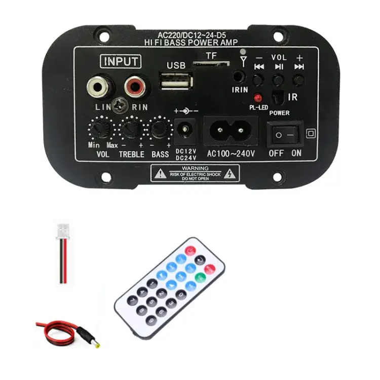 5 Inch 220V Car Bluetooth Amplifier HiFi Bass Power AMP Stereo Digital Amplifier + Remote for U DISK Card Reader TF