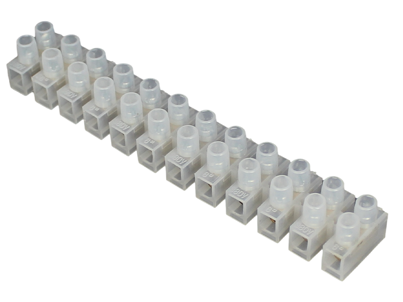 12 WAY 5A 250V 6mm ELECTRICAL WIRE SCREW White TERMINAL BLOCK