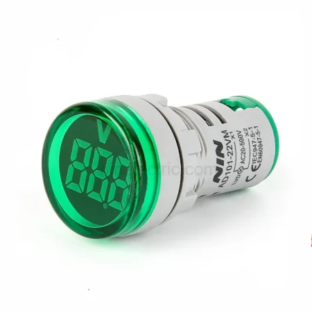 22MM AC 12-500V Voltmeter Circle Panel LED Digital Voltage Meter Indicator Light Green color AD101-22VM