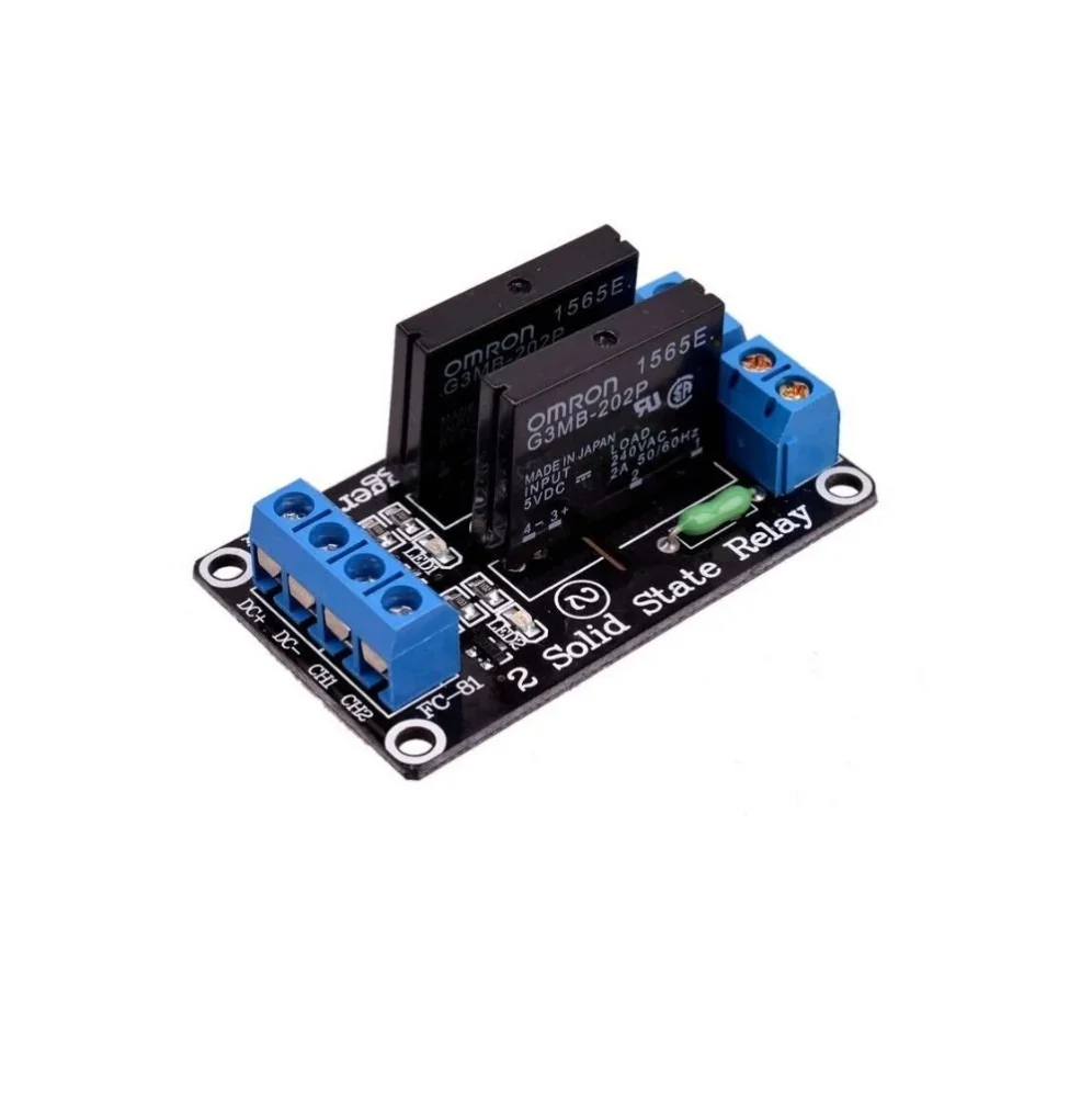 5V 2 Channel SSR G3MB-202P Solid State Relay Module 240V 2A Output with Resistive Fuse