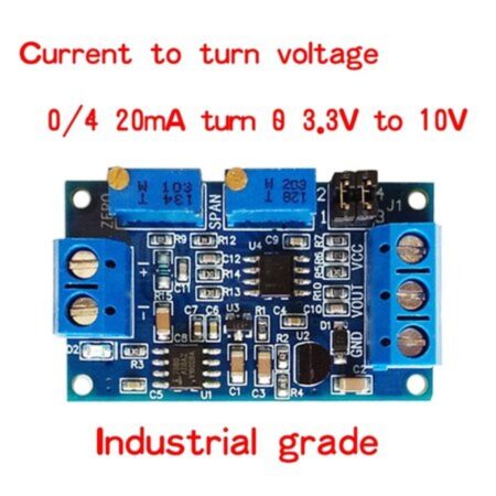 Current to Voltage Converter Module 0/4-20mA Current Conversion to 0-3.3V 5V 10V Voltage
