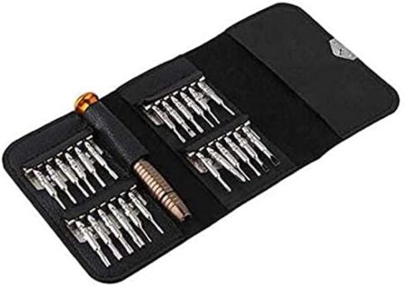 25 in 1 Precision Screwdrivers Set Repair Tool Kits with Black Leather Bag