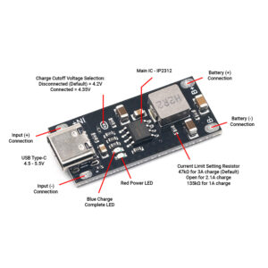 USB Type C 3A IP2312 Polymer Ternary Lithium Battery Fast Charging Board