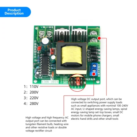 150W DC-AC Converter Booster Module 12V To 110V 200V 220V 280V 150W Inverter Board Transformer