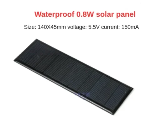 Solar Panel 0.8W 5.5V 150mA 140x45mm Polysilicon Waterproof