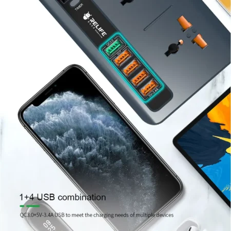 RELIFE RL-316D QC 3.0 Intelligent Timing Control Switch Socket 3 Power Strip 5 USB Fast Charging