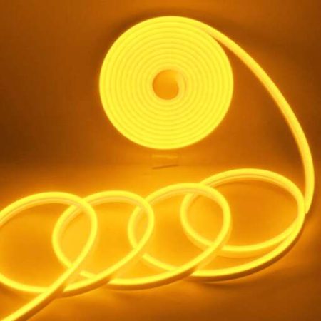 5M Neon Light Dance Party Decor Light Neon LED Lamp Flexible EL Wire Rope Tube Waterproof LED Strip Yellow