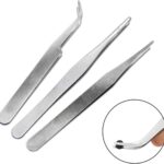 3Pcs/set Stainless Steel Tweezers Set Repair Tools Electronics Industrial Tweezers TS-9803