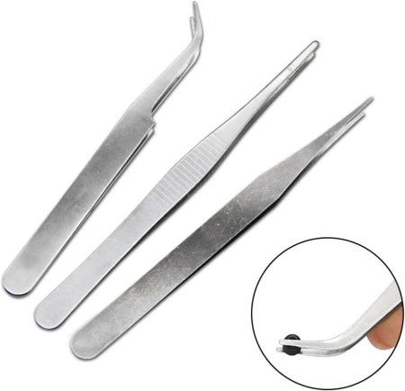 3Pcs/set Stainless Steel Tweezers Set Repair Tools Electronics Industrial Tweezers TS-9803