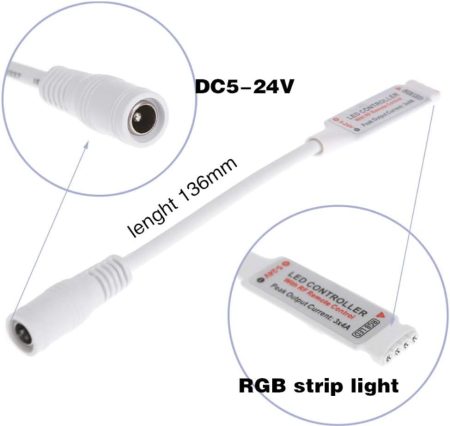 DC 12V RGB LED Controller with 24-Key IR Wireless Remote Control Dimmer for 5050 3528 5630 LED Strip Lights